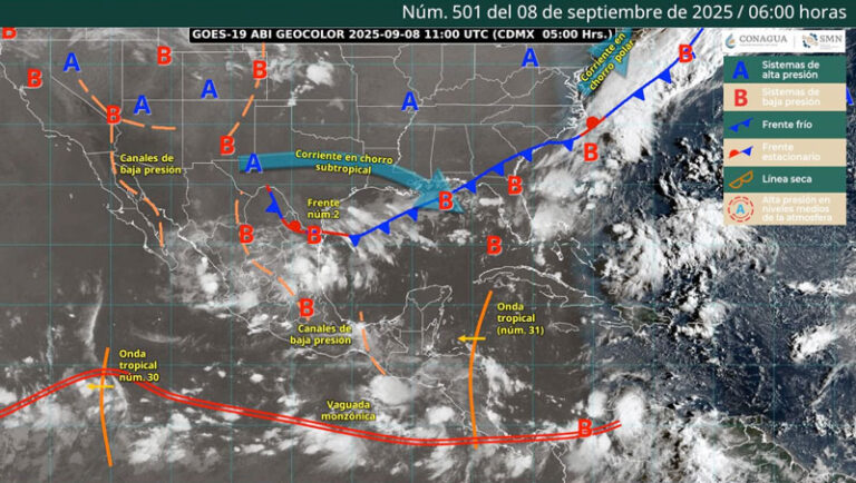 Este lunes se prevén lluvias y tormentas fuertes en Sierra Sur, Costa e Istmo