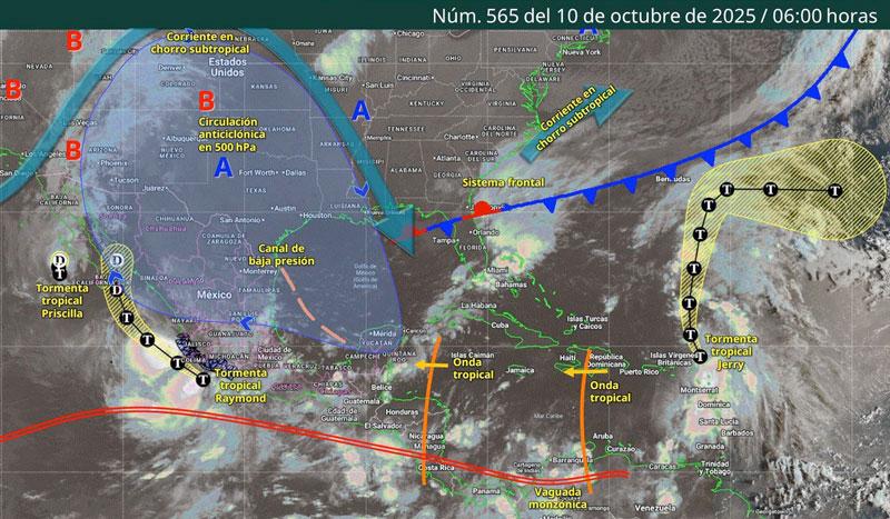 Este viernes se mantendrán lluvias fuertes en la Costa, Istmo, Mixteca y Sierra Sur