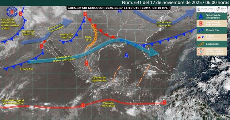 Nuevo frente frío provocará lluvias y aguanieve