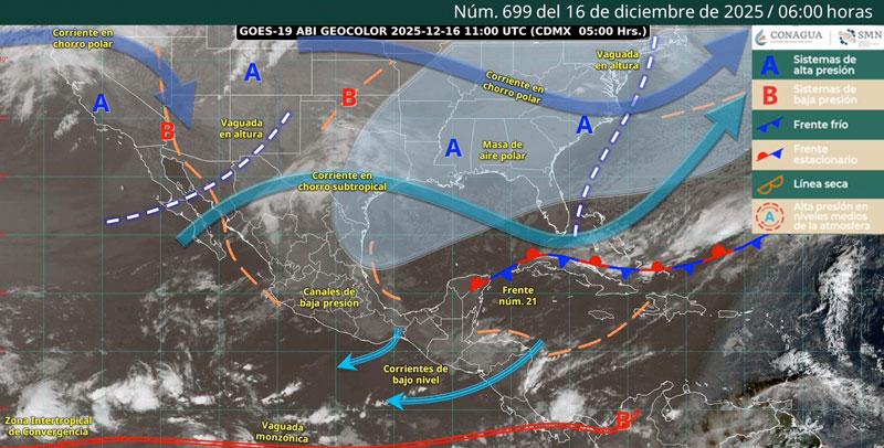 Frente frío número 21 generará bajas temperaturas en regiones de Oaxaca