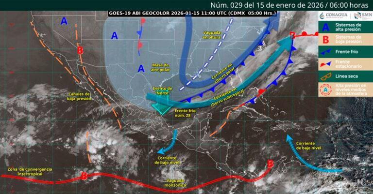 Pronostican lluvias, nieblas densas y ambiente fresco por frente frío número 28 en Oaxaca