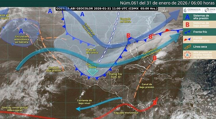 Pronostican inestabilidad, lluvias y fuertes vientos por frente frío número 32 en Oaxaca: Protección Civil