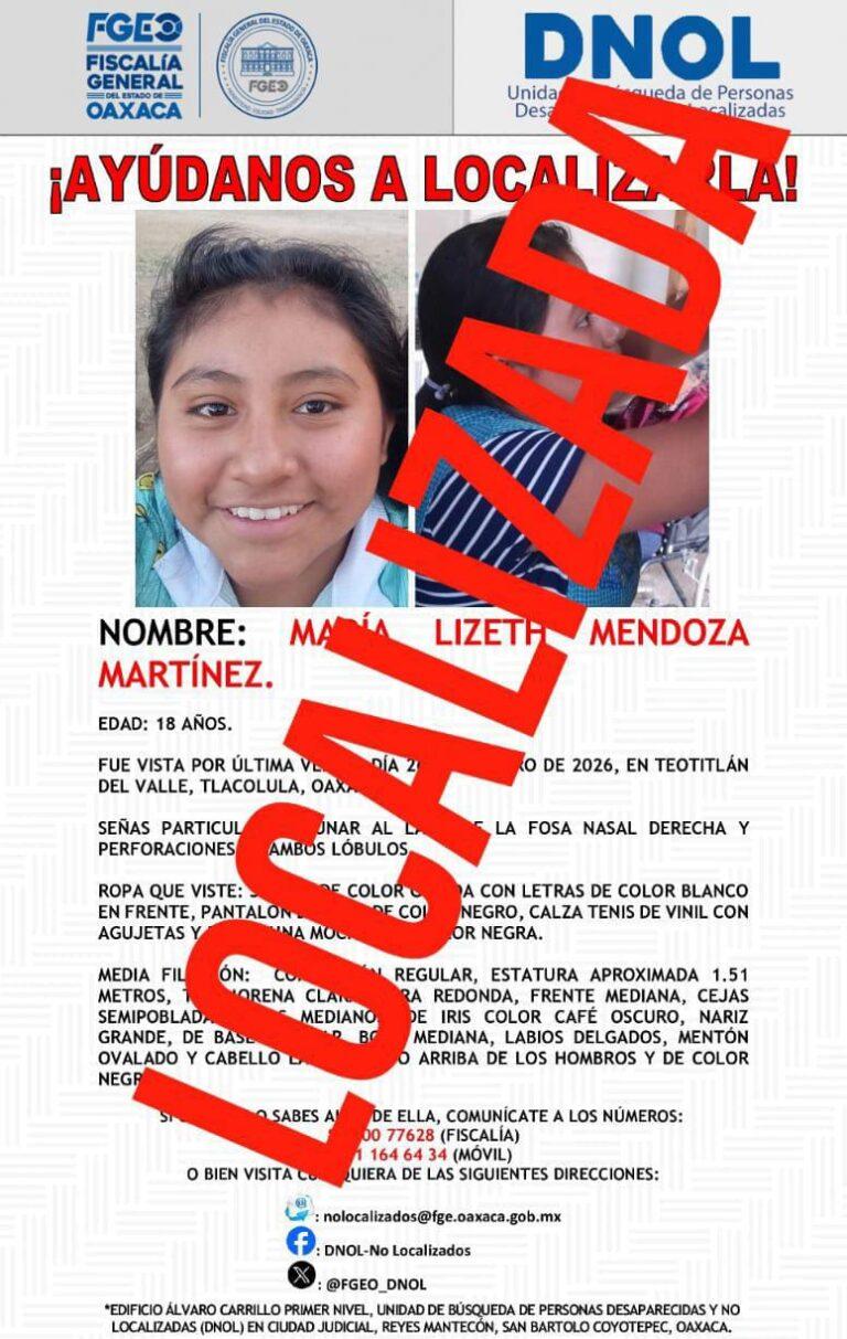 Coordinación interinstitucional con Fiscalías de CDMX y de Puebla permite localizar a dos mujeres reportadas como no localizadas en Oaxaca