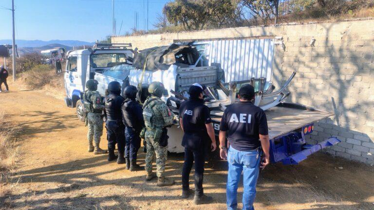 Fiscalía de Oaxaca en coordinación con Defensa y Policía Estatal ejecuta cateos en deshuesaderos de San Pablo Huitzo: asegura diversas autopartes de unidades de motor