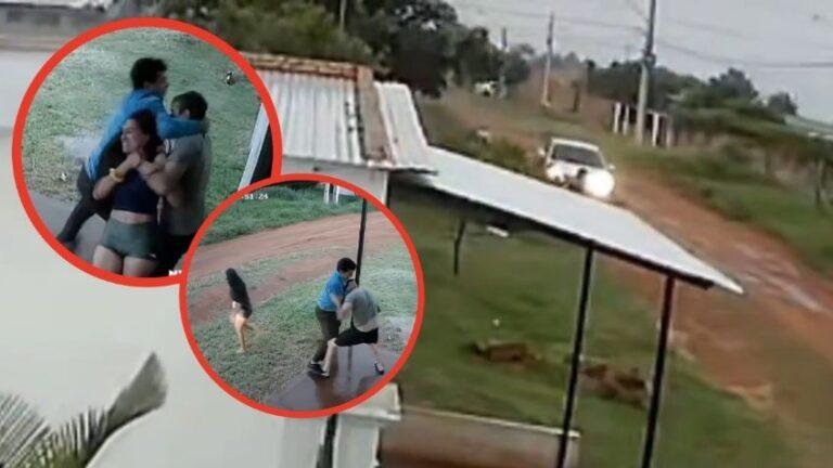 Hombre atropella a su esposa en pleno 8M y tras escucharla pedir ayuda, se baja a golpearla | IMÁGENES VIOLENTAS