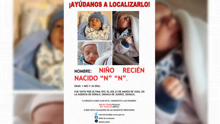 FGEO activa protocolos de búsqueda por desaparición de recién nacido; investigan posible trata de personas