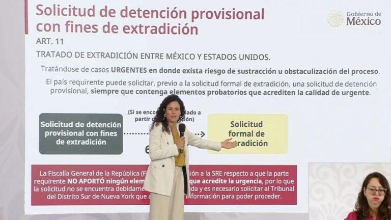 Luisa María Alcalde explica que Estados Unidos no aportó pruebas para detener a Rocha Moya