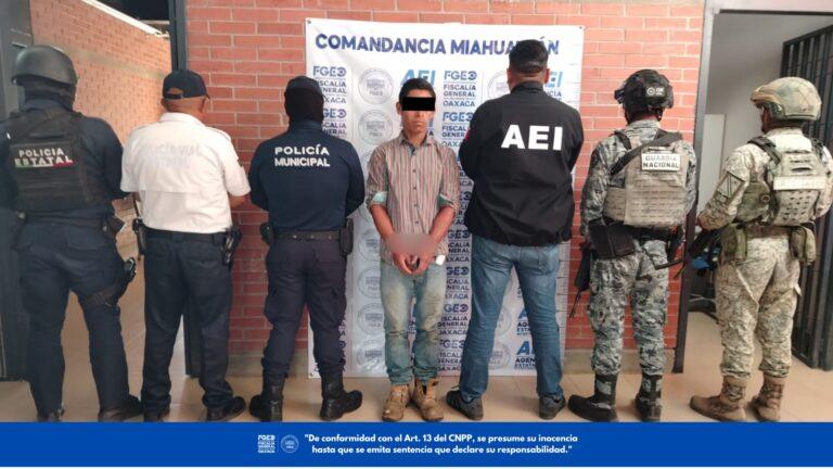 Detiene Fiscalía de Oaxaca a probable responsable de homicidio calificado cometido en calles de Miahuatlán de Porfirio Díaz