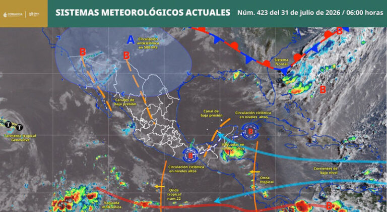 Persistirán lluvias en Oaxaca por remanentes de la onda tropical número 22