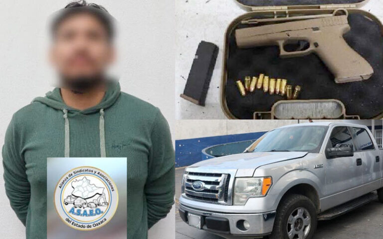 Detienen a presunto extorsionador tras amenazar con arma de fuego a taxista en Oaxaca de Juárez
