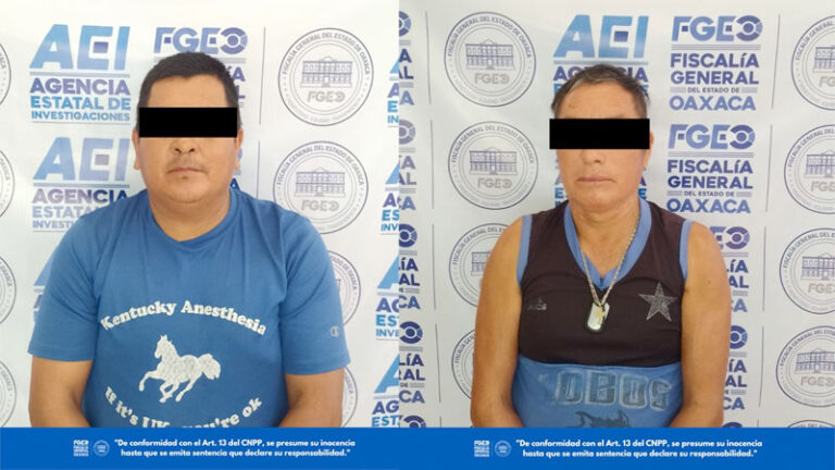 Detiene Fiscalía de Oaxaca a dos probables responsables de homicidio y lesiones calificados cometidos en la San Sebastián Coatlán