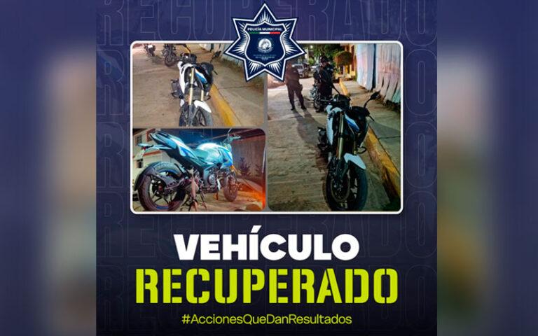 Policía Municipal de Oaxaca de Juárez recupera motocicleta con reporte de robo