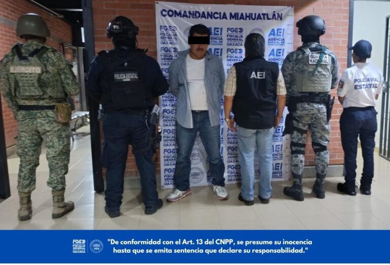 Por intento de homicidio con disparos de arma de fuego, FGEO ejecuta orden de aprehensión en la Sierra Sur
