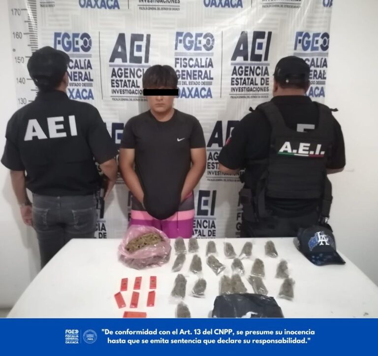FGEO obtiene vinculación a proceso contra persona detenida en cateo por presunto narcomenudeo en Santa María Huatulco