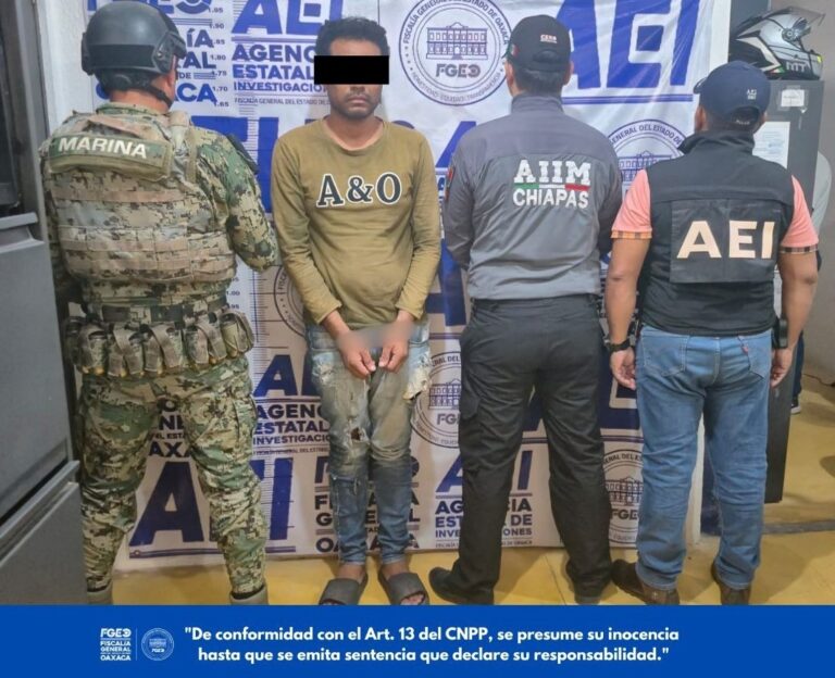 Fiscalía de Oaxaca detiene en Salina Cruz a hombre requerido por autoridades de Chiapas por su probable responsabilidad en el delito de robo con violencia