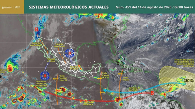 Prevén lluvias aisladas y tormentas localmente fuertes para esta tarde en Oaxaca