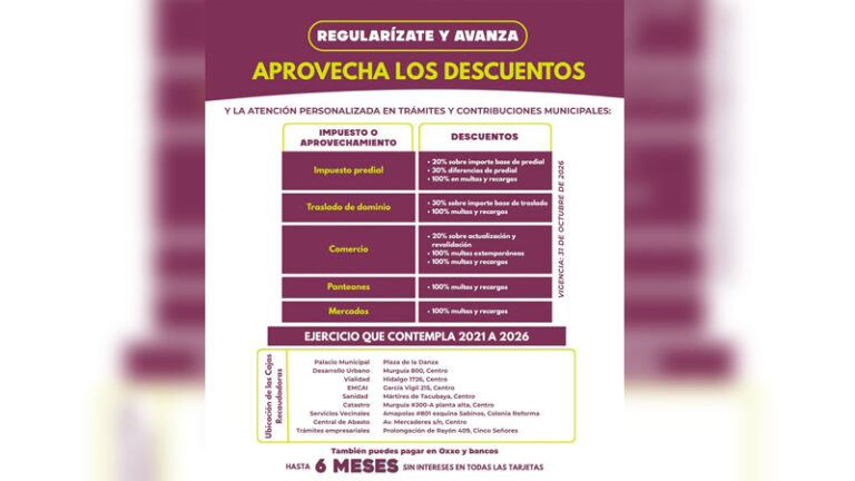 Municipio de Oaxaca de Juárez mantiene descuentos en contribuciones municipales