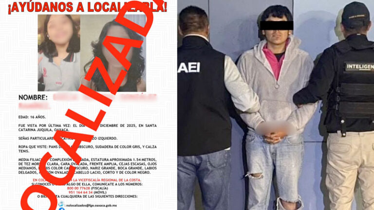 Rescatan a adolescente de Oaxaca localizada en Hidalgo; hay un detenido