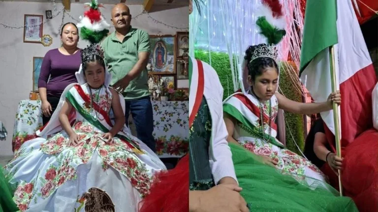 Aylin Georgina, niña con discapacidad visual, conmueve durante el Grito de Independencia en Ixtlán
