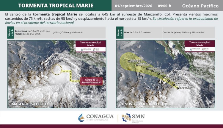 Tormenta tropical Marie amenaza con convertirse en huracán; vigilan su trayectoria frente al Pacífico mexicano