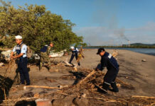 Décima Región Naval realiza limpieza de la playa “La Ventosa” en Salina Cruz, Oaxaca