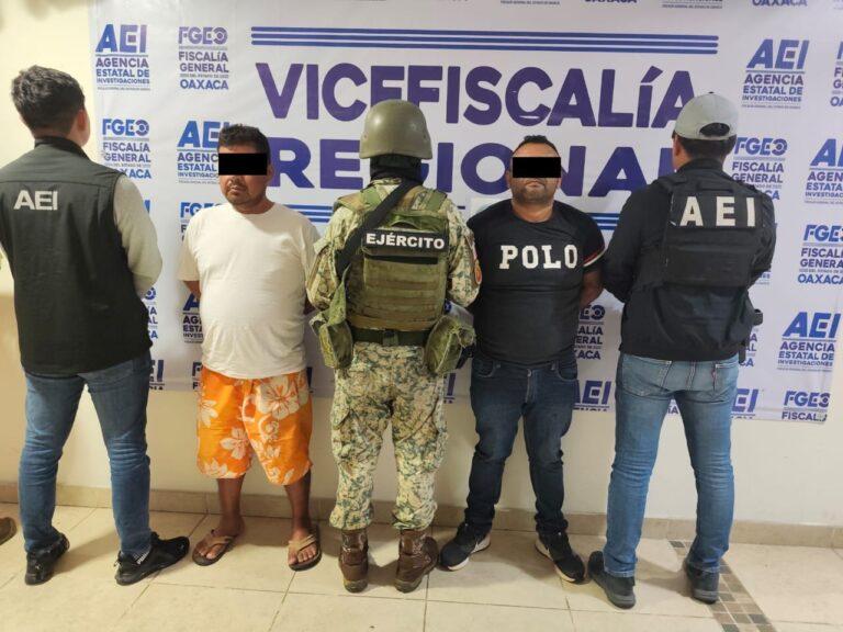 Fiscalía de Oaxaca captura a J.A.R.S., alias “Ricoy” y S.Z.M., alias “Zamora” por feminicidio cometido en calles del Istmo