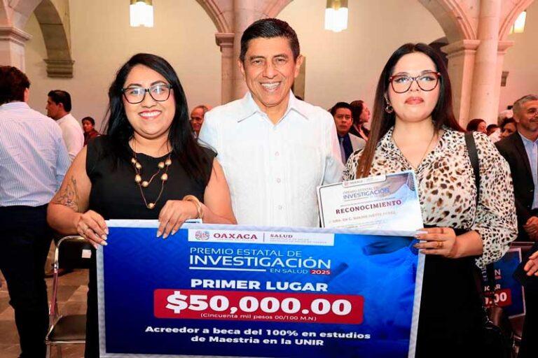 Entrega Salomón Jara Premio Estatal de Investigación en Salud 2025, que distingue el talento, innovación y compromiso