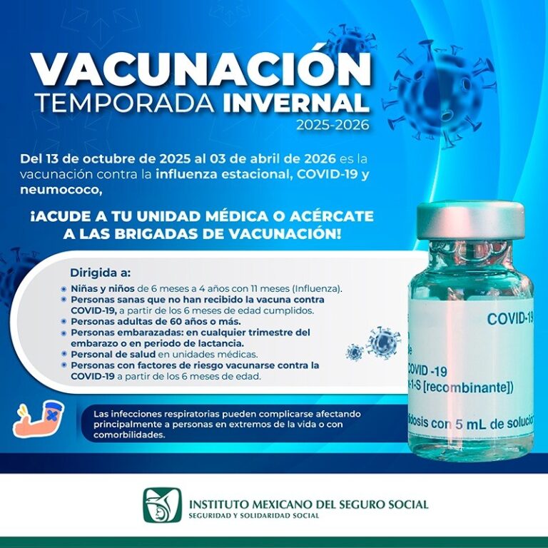 Cuenta IMSS Oaxaca con disponibilidad de vacunas BCG, COVID-19 e influenza en UMF