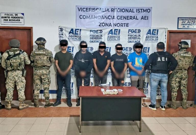 En menos de 48 horas, Fiscalía de Oaxaca y Gabinete de Seguridad detiene a cinco probables responsables de cuádruple homicidio en el Istmo