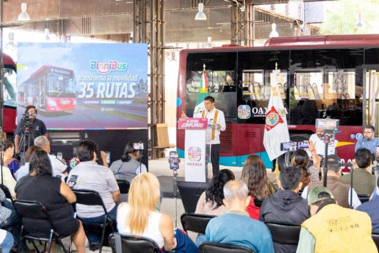 Concluye Gobierno del Estado implementación de 35 rutas del BinniBus en Valles Centrales