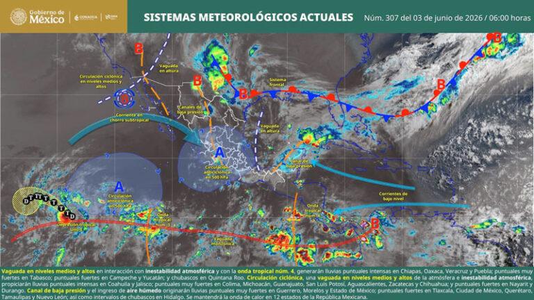 Onda tropical cuatro provocará lluvias intensas y tormentas