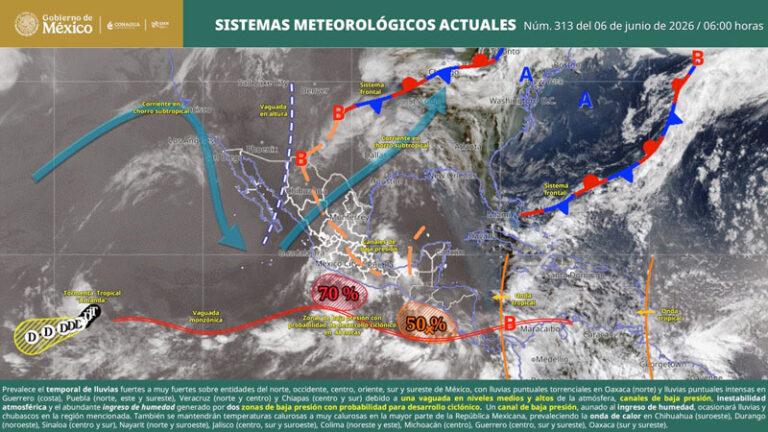 Prevén lluvias intensas y tormentas eléctricas en gran parte del territorio estatal