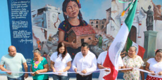 Inaugura #MarcoHernández mural conmemorativo del terremoto del 7 de septiembre.