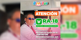 Ruta RA-18 del BinniBus regresa al Centro de Rehabilitación DIF