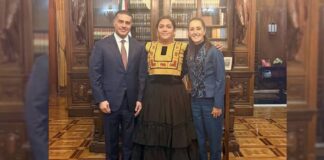 Recibe Sheinbaum a Elvis Guerra en Palacio Nacional tras denuncia de agresión armada en Oaxaca