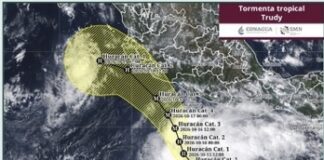 Pronostican que tormenta tropical Trudy podría evolucionar a huracán